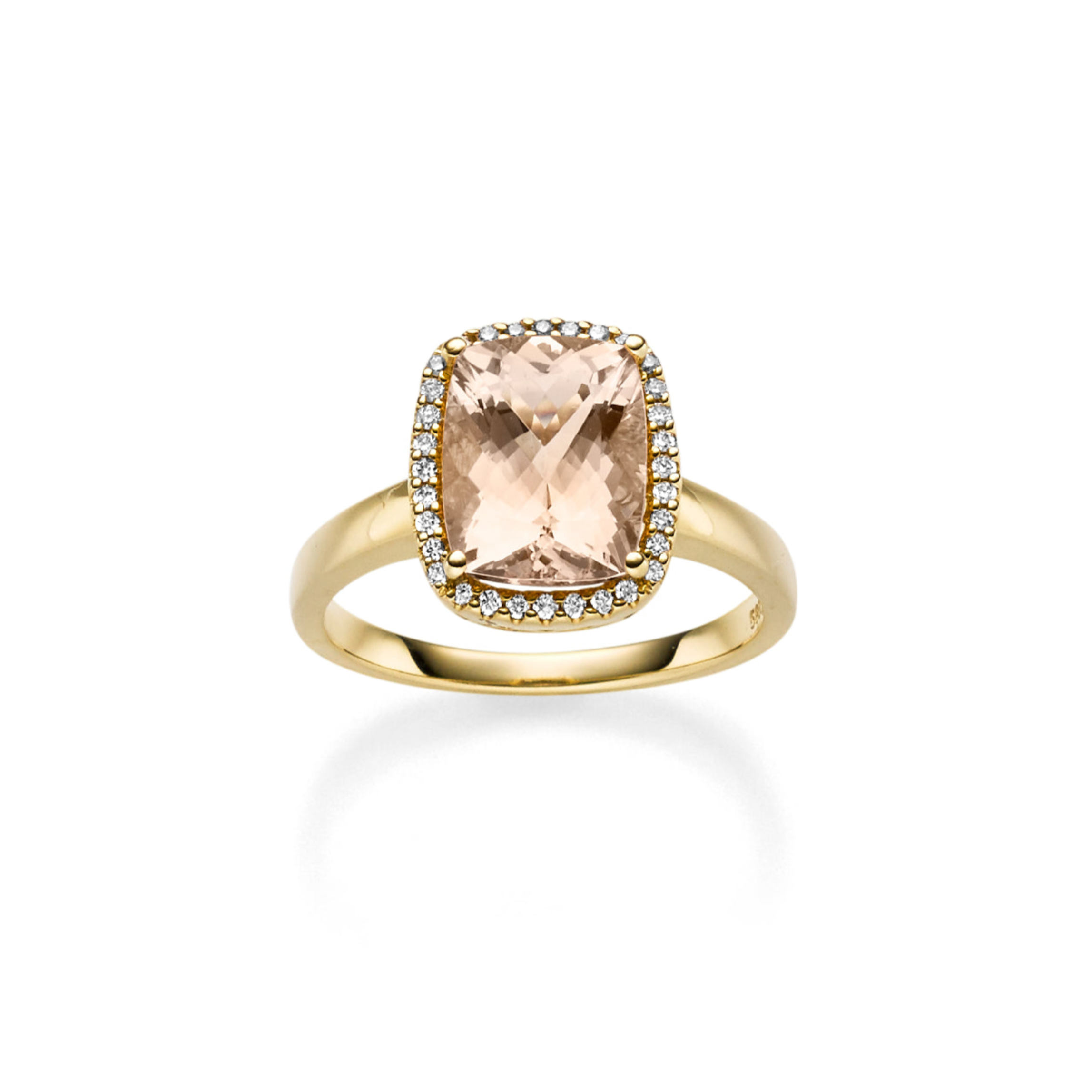 Gullhagen Ring, gull med Morganite og diamanter