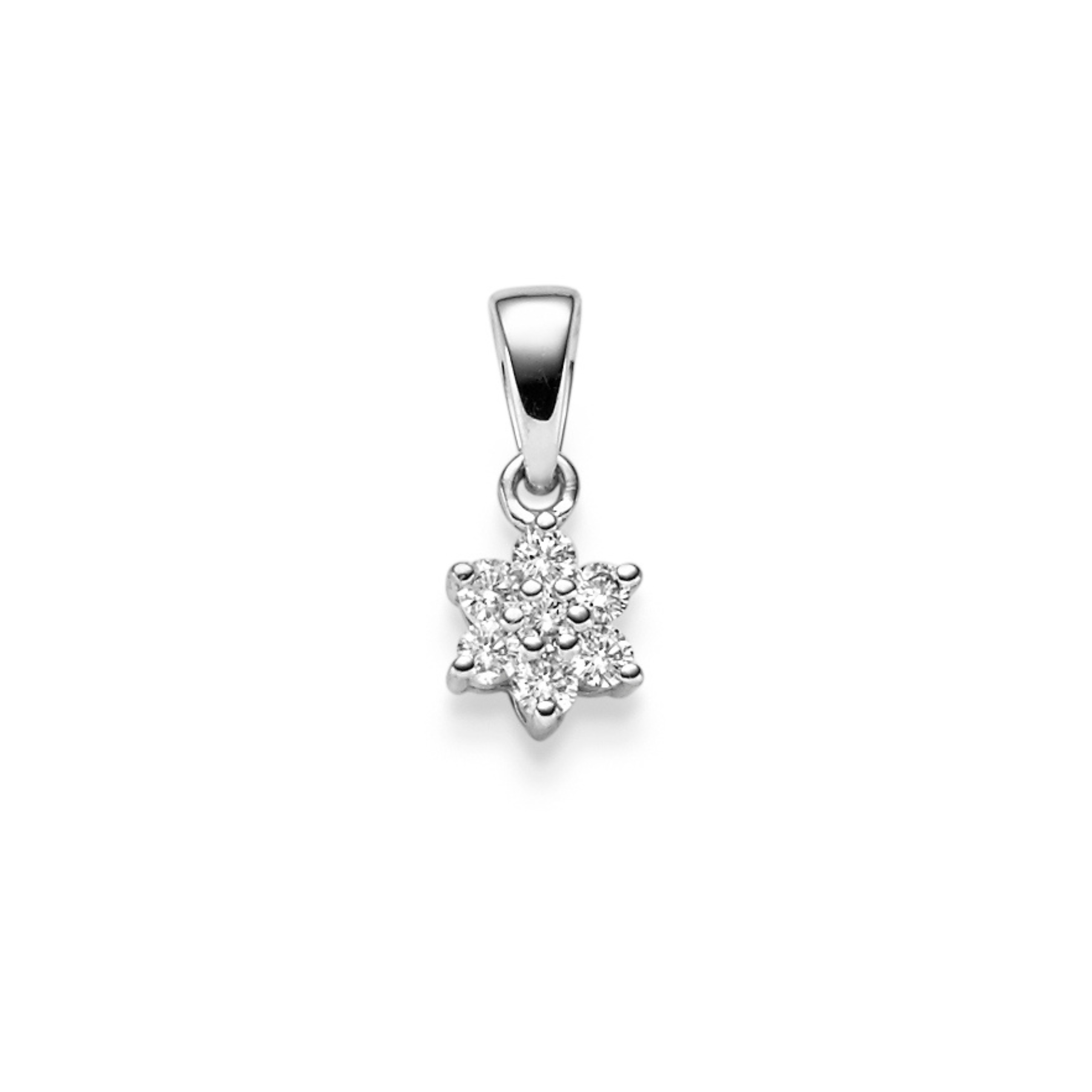 Gullhagen Stjerne anheng, hvitt gull med diamanter 0,15ct tw.si.