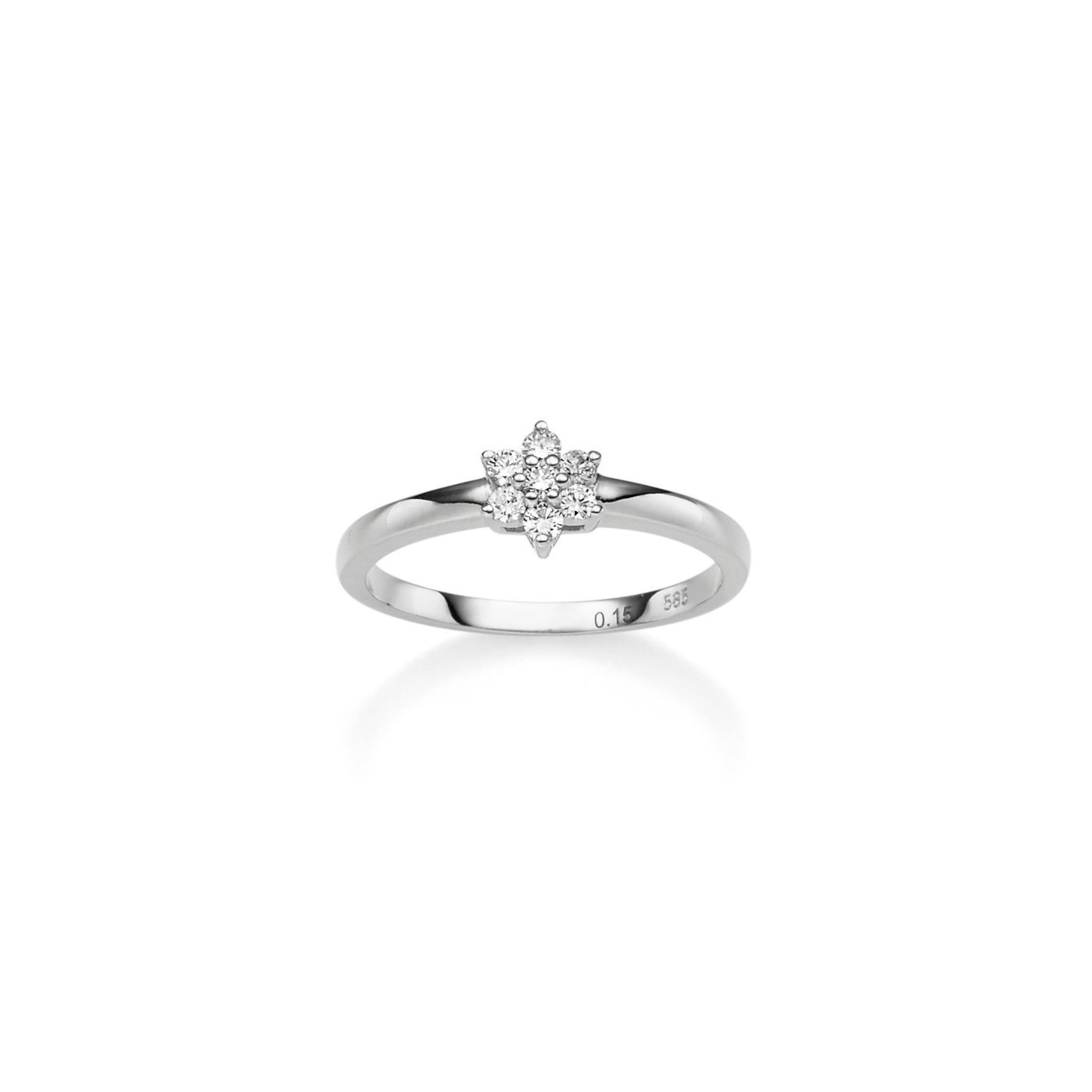 Gullhagen Stjerne ring, hvitt gull med diamanter 0,15ct tw.si.