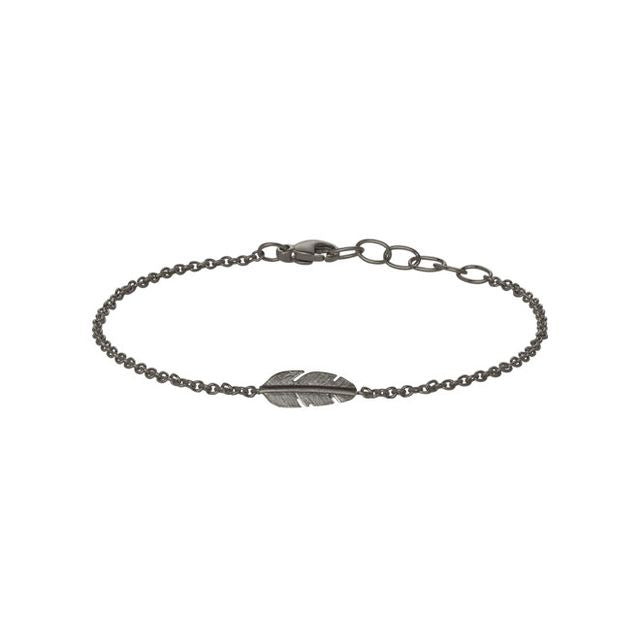 Heiring Fjær armbånd mini, oksidert sølv