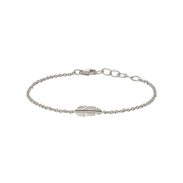 Heiring Fjær armbånd mini, rhodinert sølv