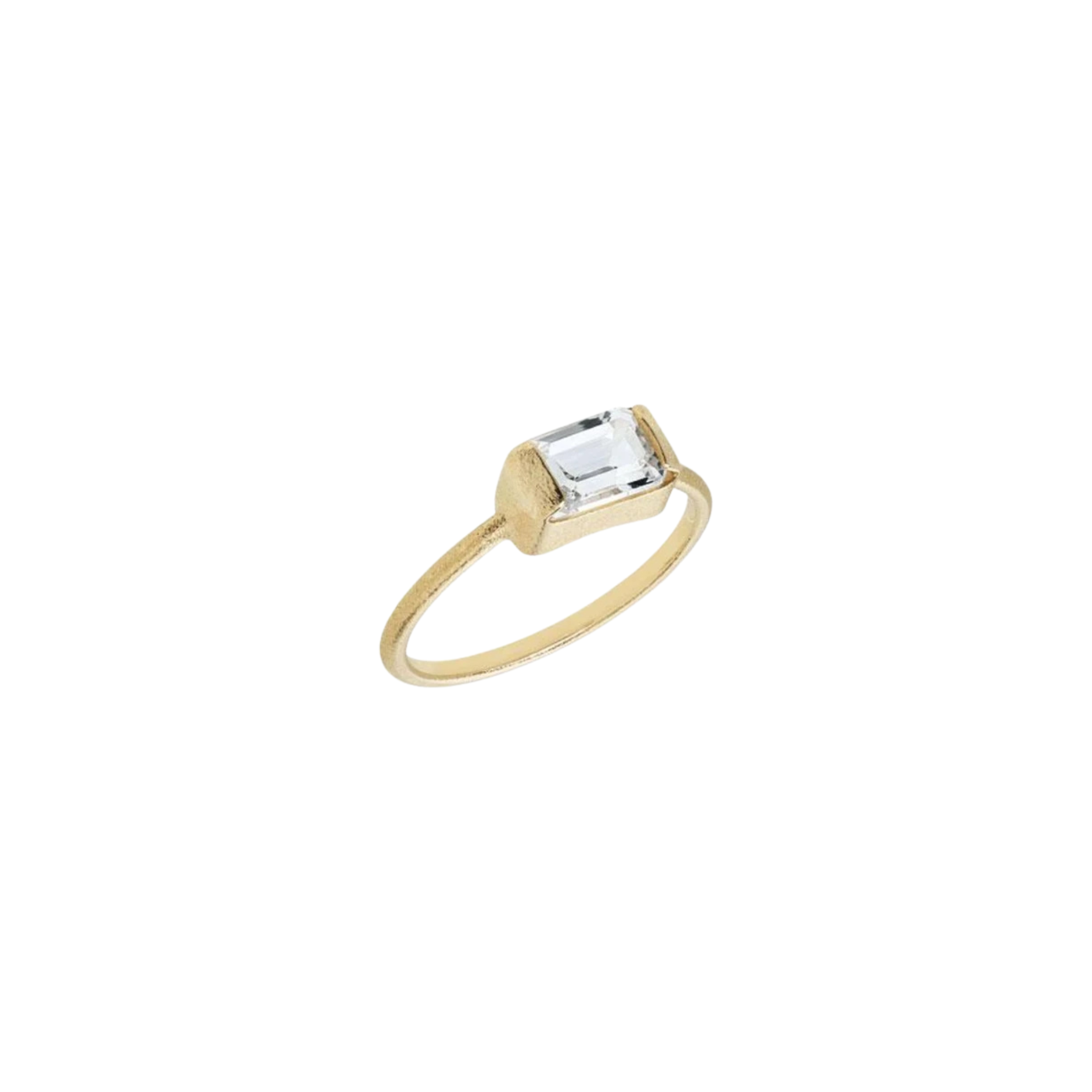 Heiring Ring med baguette hvit topas, gull