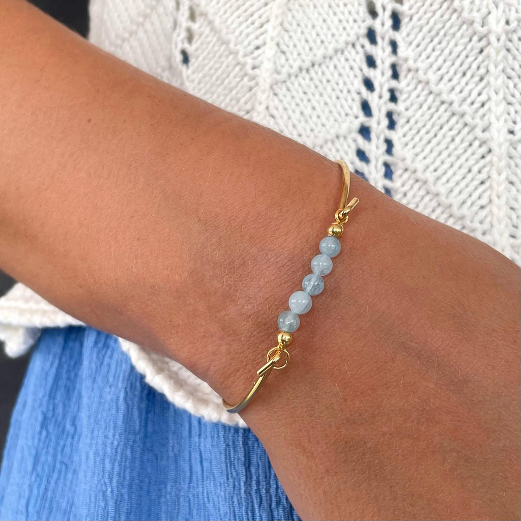 Heiring Topp for multi armring - aquamarin, forgylt sølv