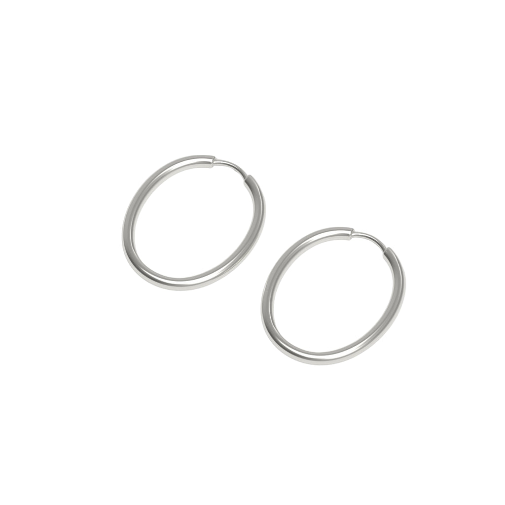 Josephine Slim Hoop Large øredobber, sølv