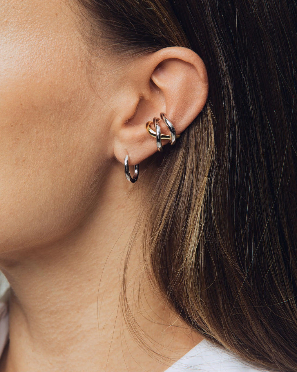 Josephine Thorn Ear Cuff Triple Mix øredobb, sølv og gull