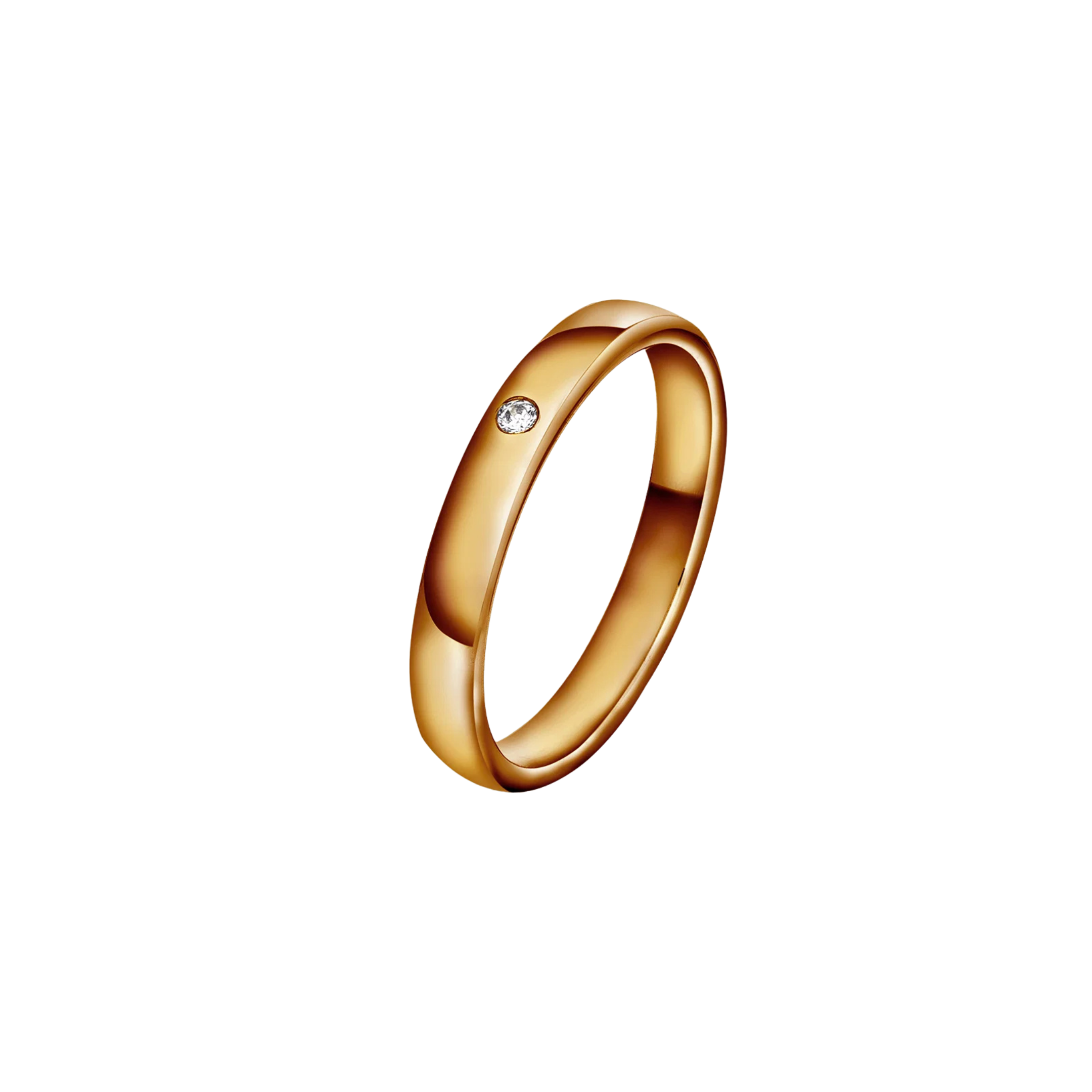 Giftering med én diamant 3 mm, rosé gull