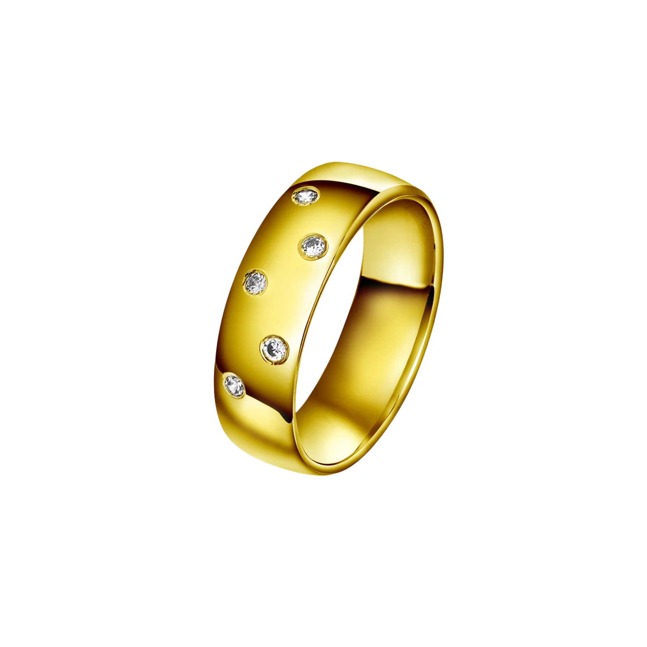 NC Christophersen Giftering 6 mm med diamantdryss, gull