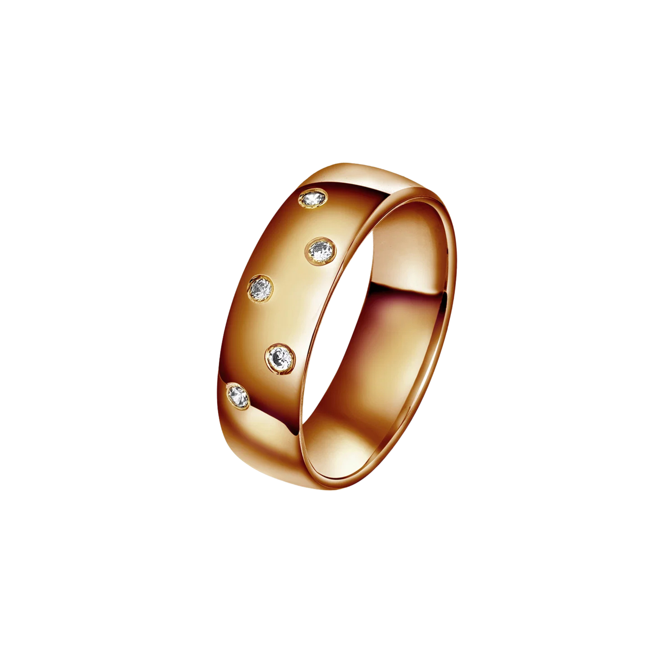 NC Christophersen Giftering 6 mm med diamantdryss, rosé gull
