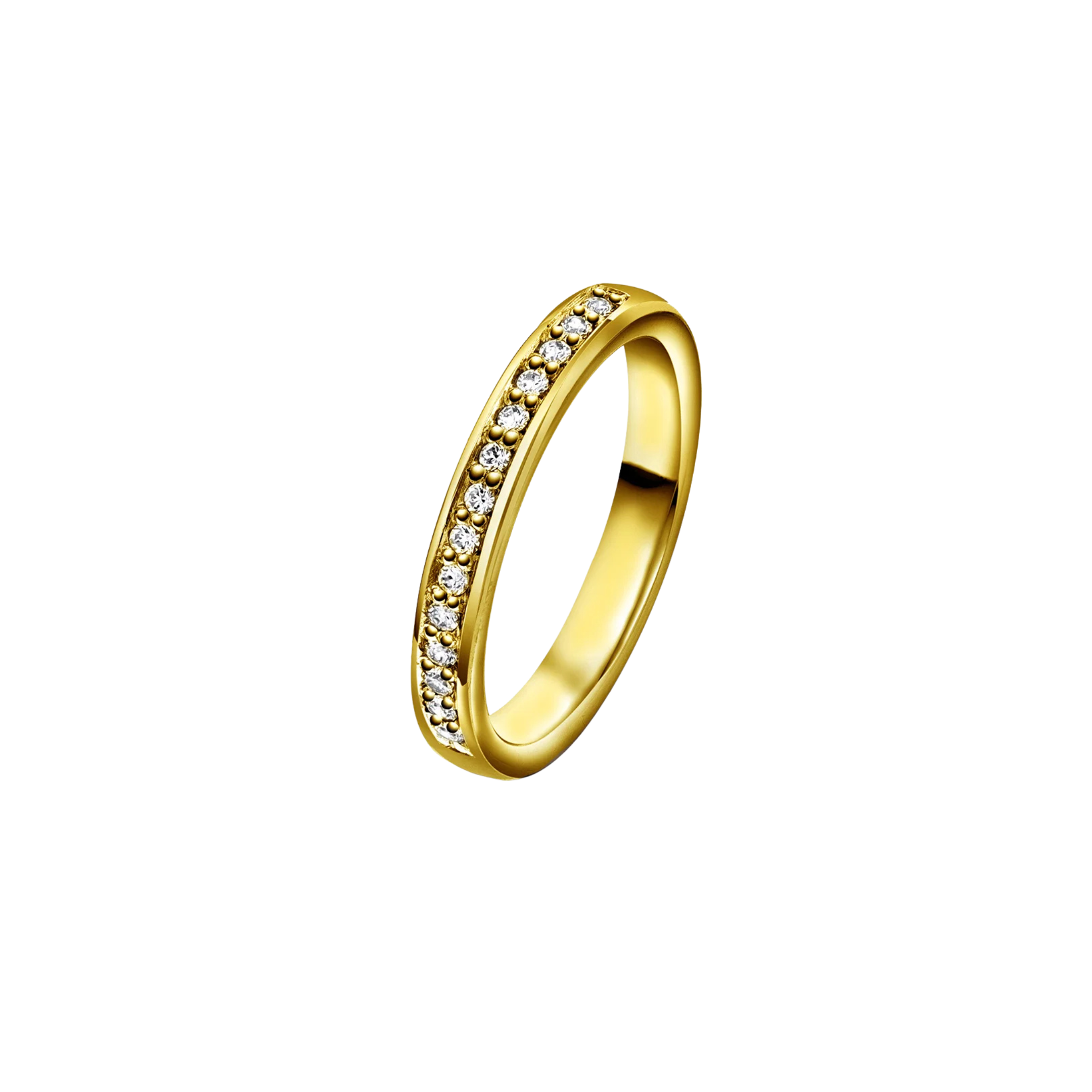 NC Christophersen Giftering med diamanter 3 mm, gull