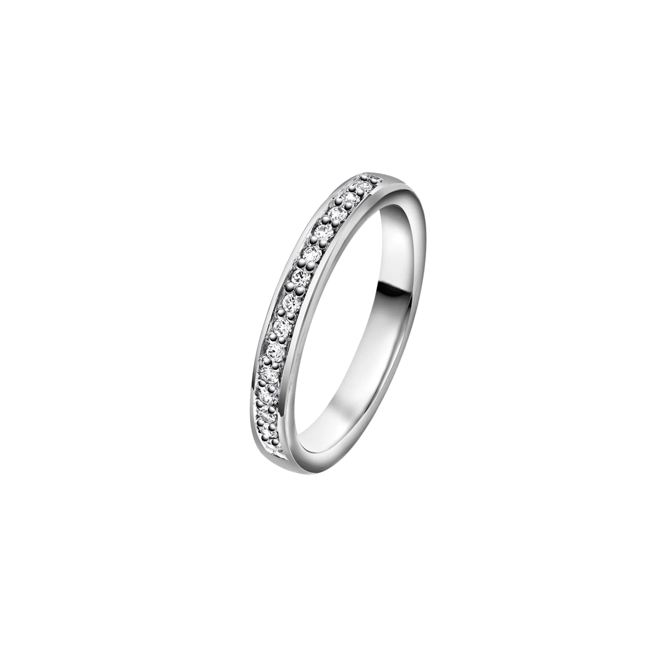 NC Christophersen Giftering med diamanter 3 mm, hvitt gull