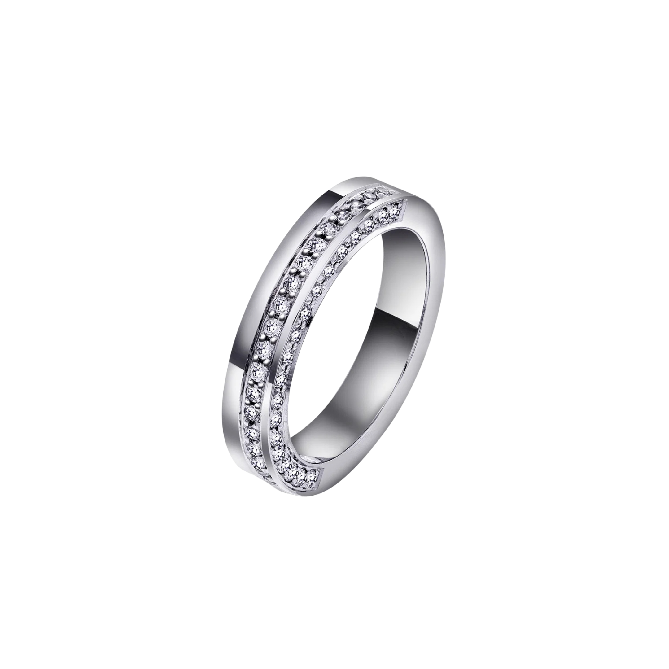 NC Christophersen Giftering med diamanter innvendig flat 4 mm, hvitt gull