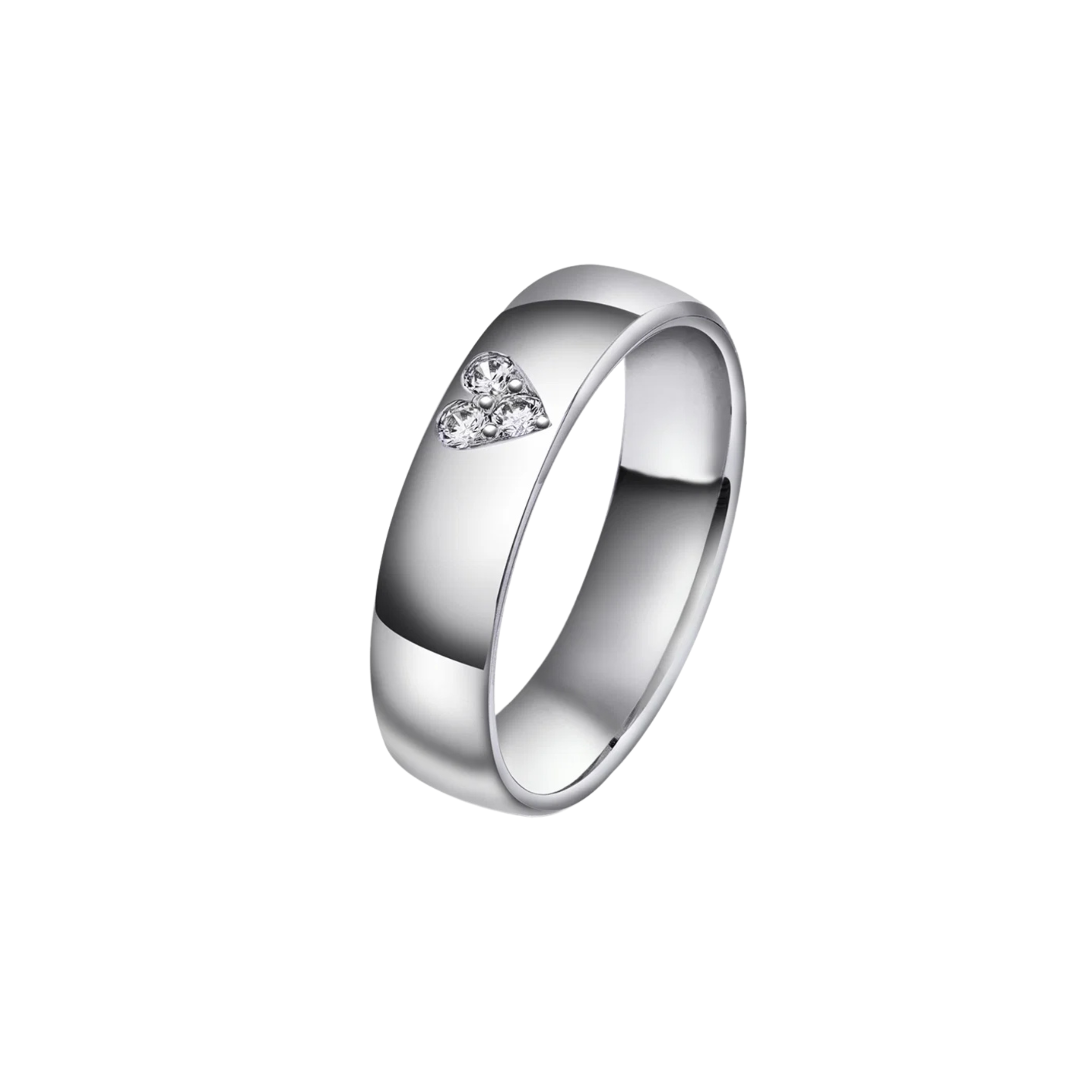 NC Christophersen Giftering med diamanthjerte 5 mm, hvitt gull