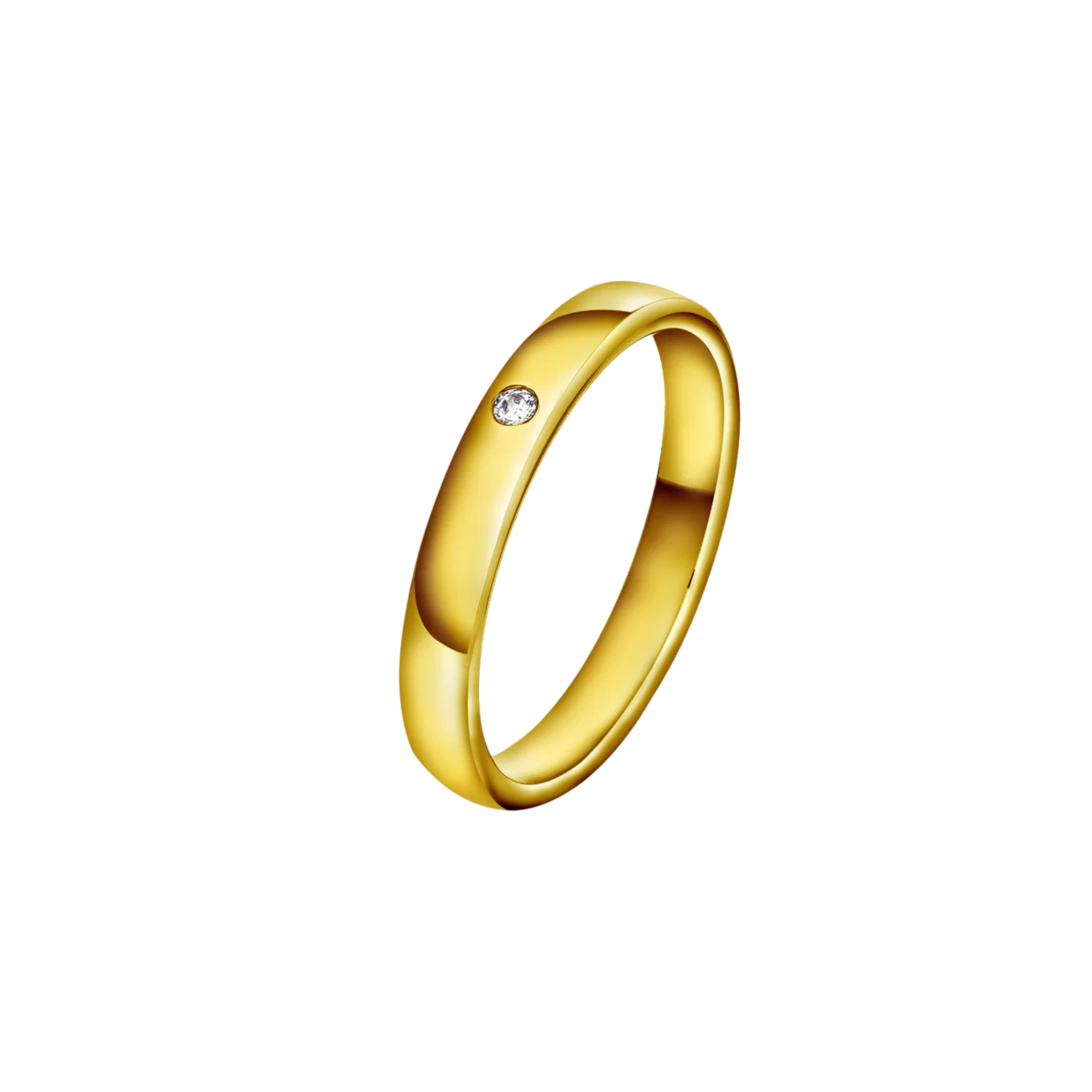 NC Christophersen Giftering med én diamant 3 mm, gull