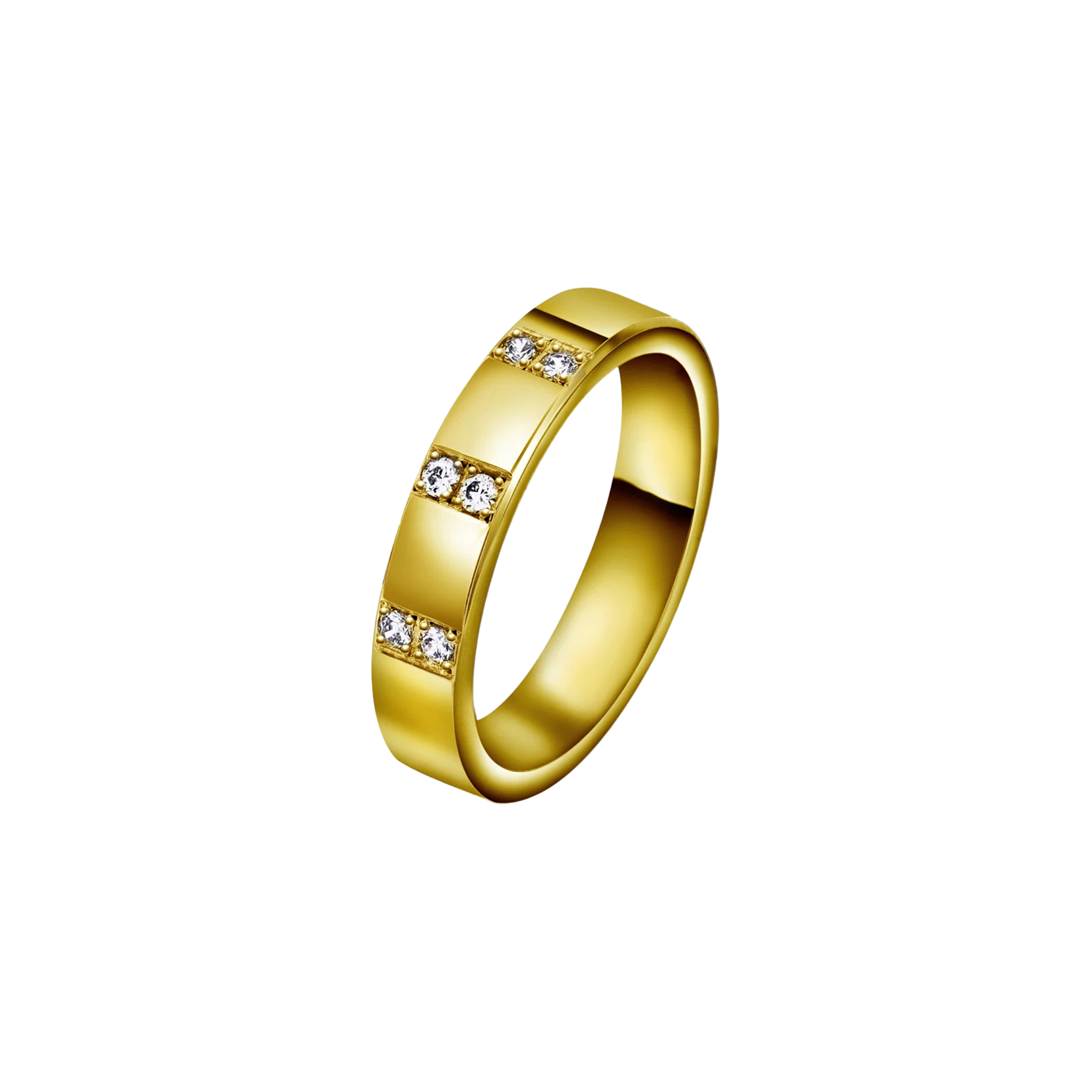 NC Christophersen Giftering med seks diamanter 4 mm, gull