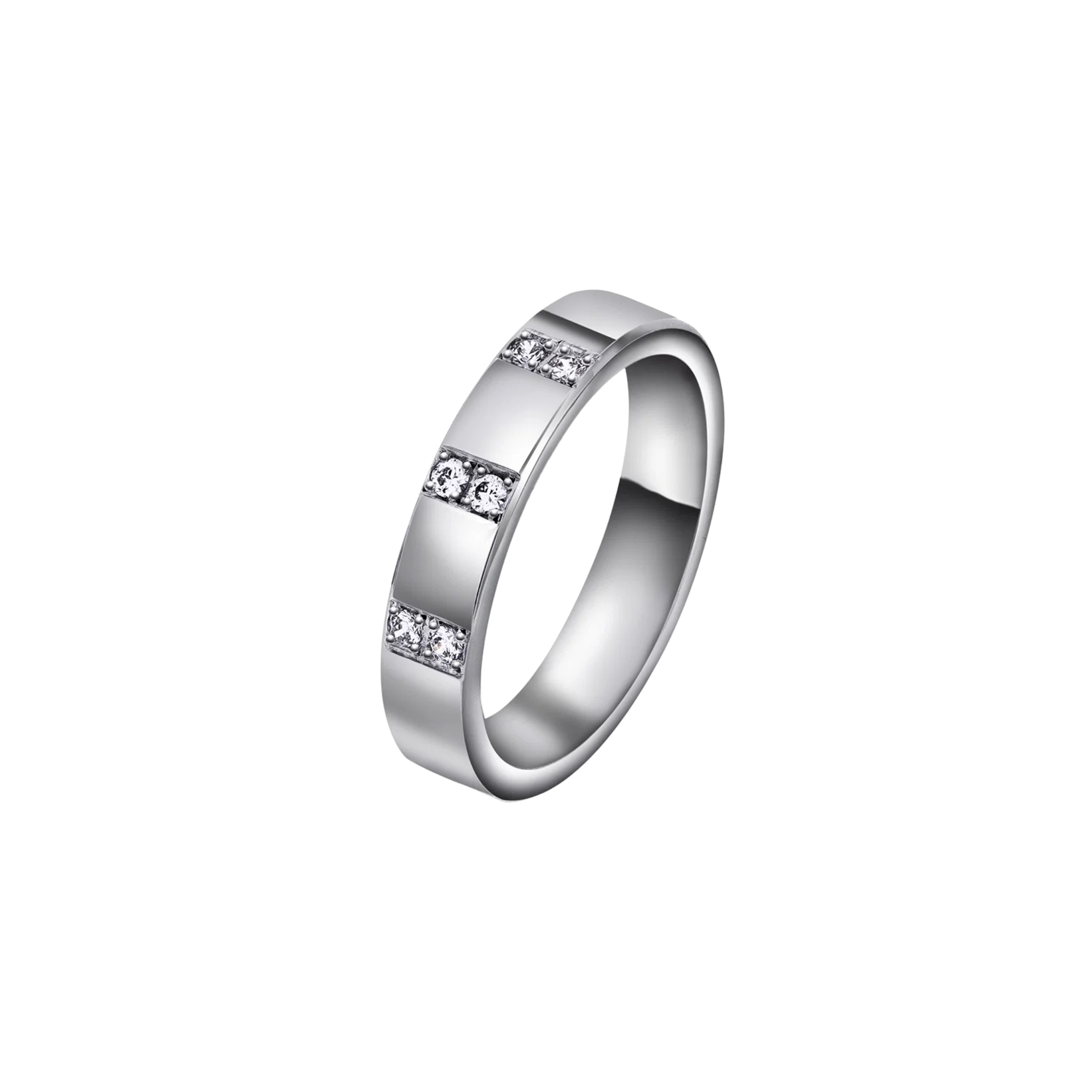 NC Christophersen Giftering med seks diamanter 4 mm, hvitt gull