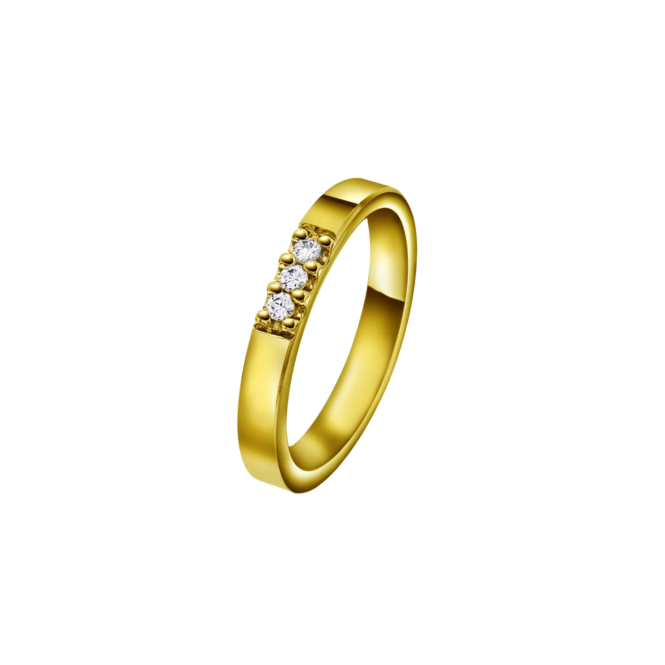 NC Christophersen Giftering med tre diamanter 3 mm, gull