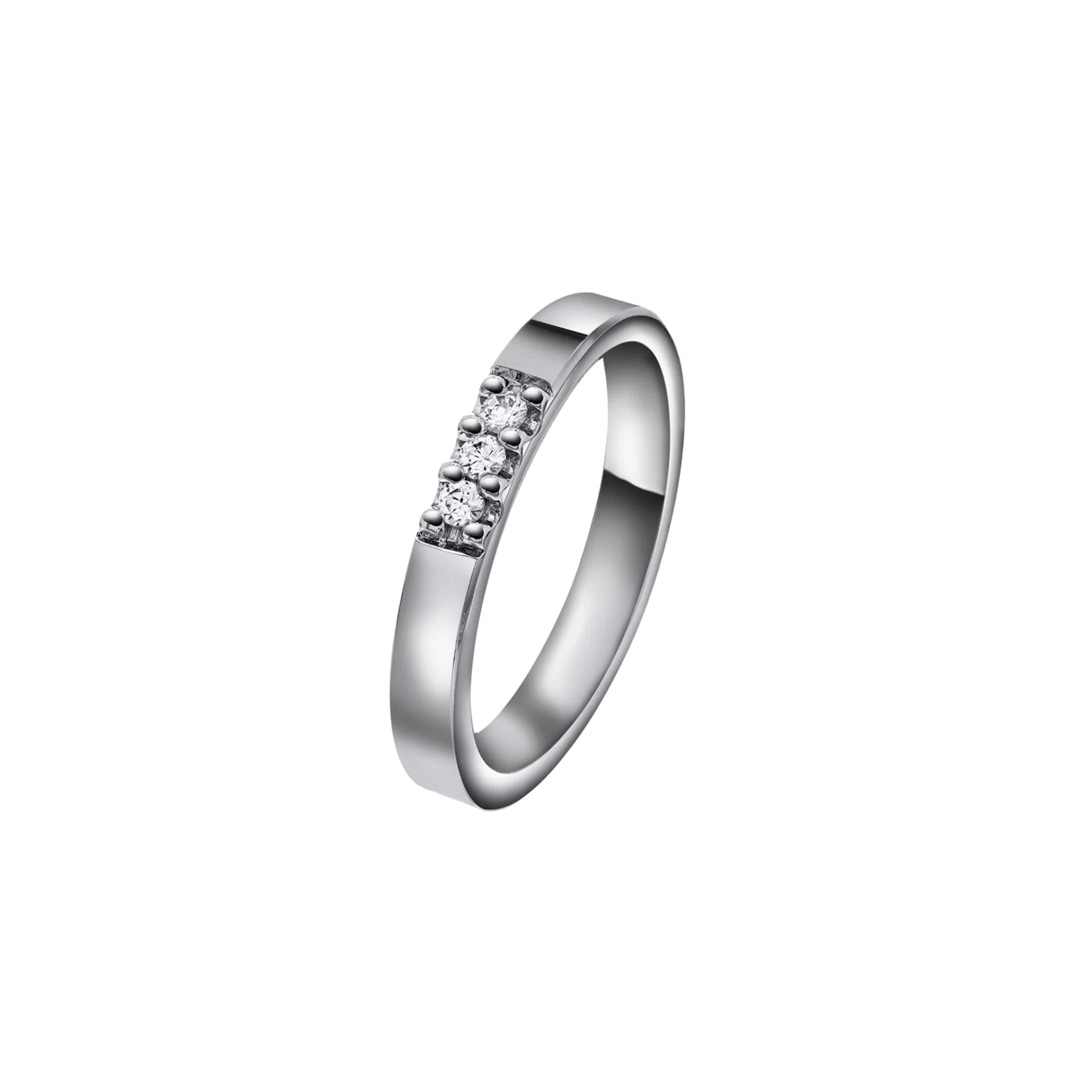 NC Christophersen Giftering med tre diamanter 3 mm, hvitt gull