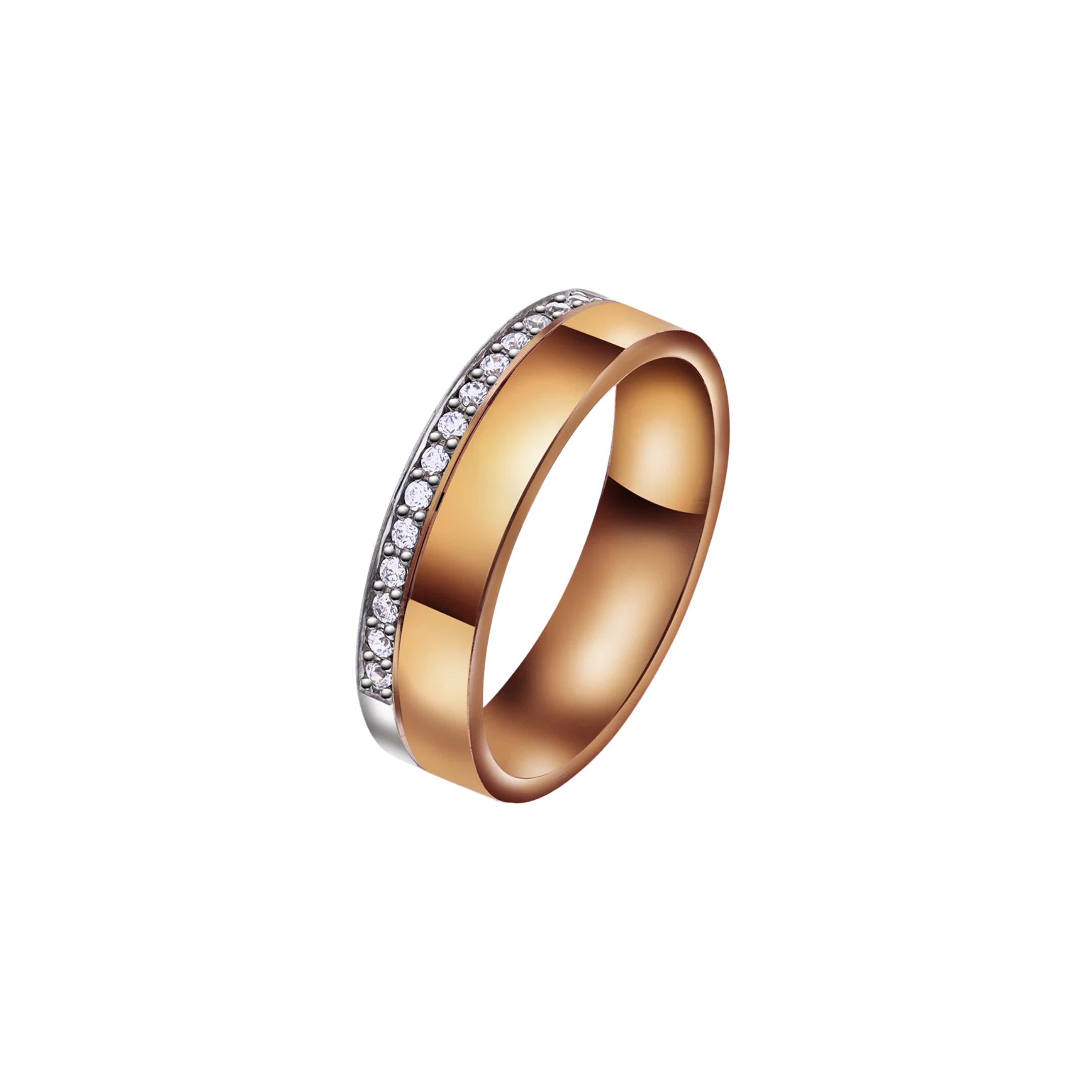 NC Christophersen Giftering tofarget 6 mm med diamanter, rosé gull og hvitt gull