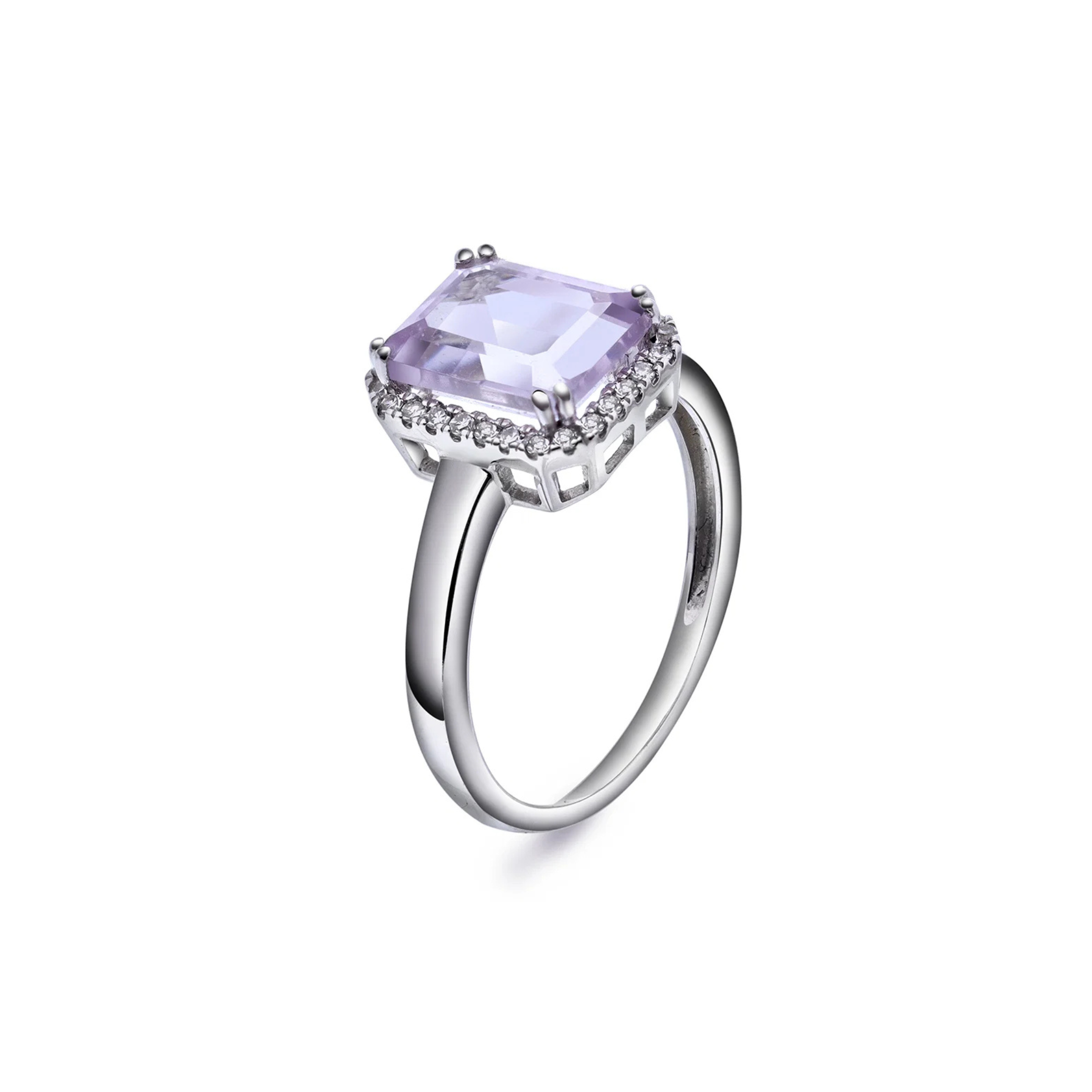 NC Christophersen Ring med rosa ametyst og diamanter, hvitt gull