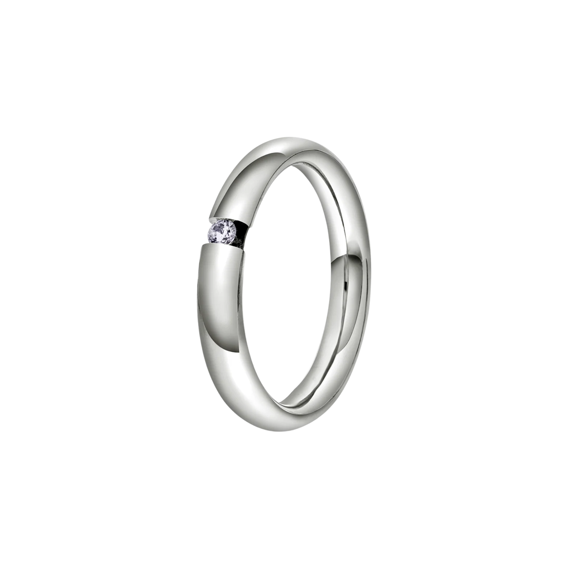 NC Christophersen giftering, hvitt gull med diamant 0.05 tw.si