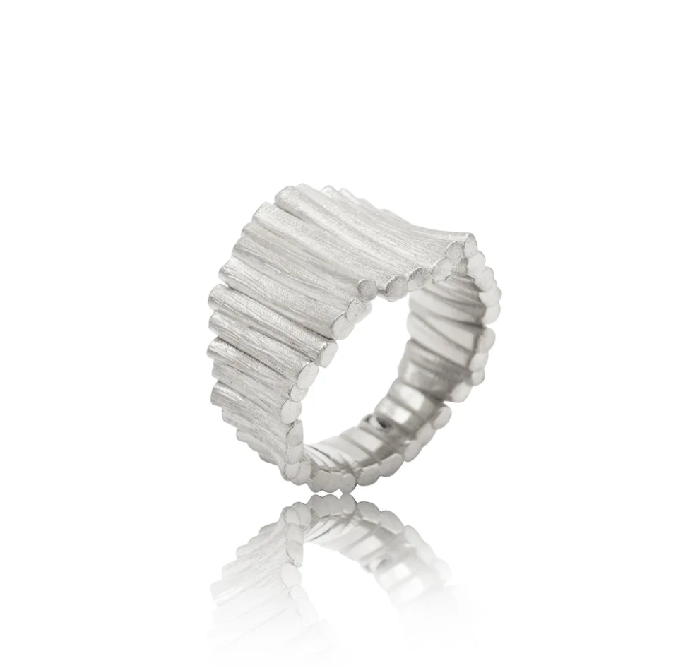 Noën Forest ring medium, rhodinert sølv