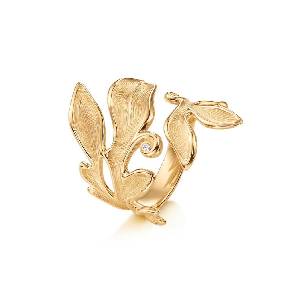 OLE LYNGGAARD COPENHAGEN Forest ring, gull med diamant A3095-401