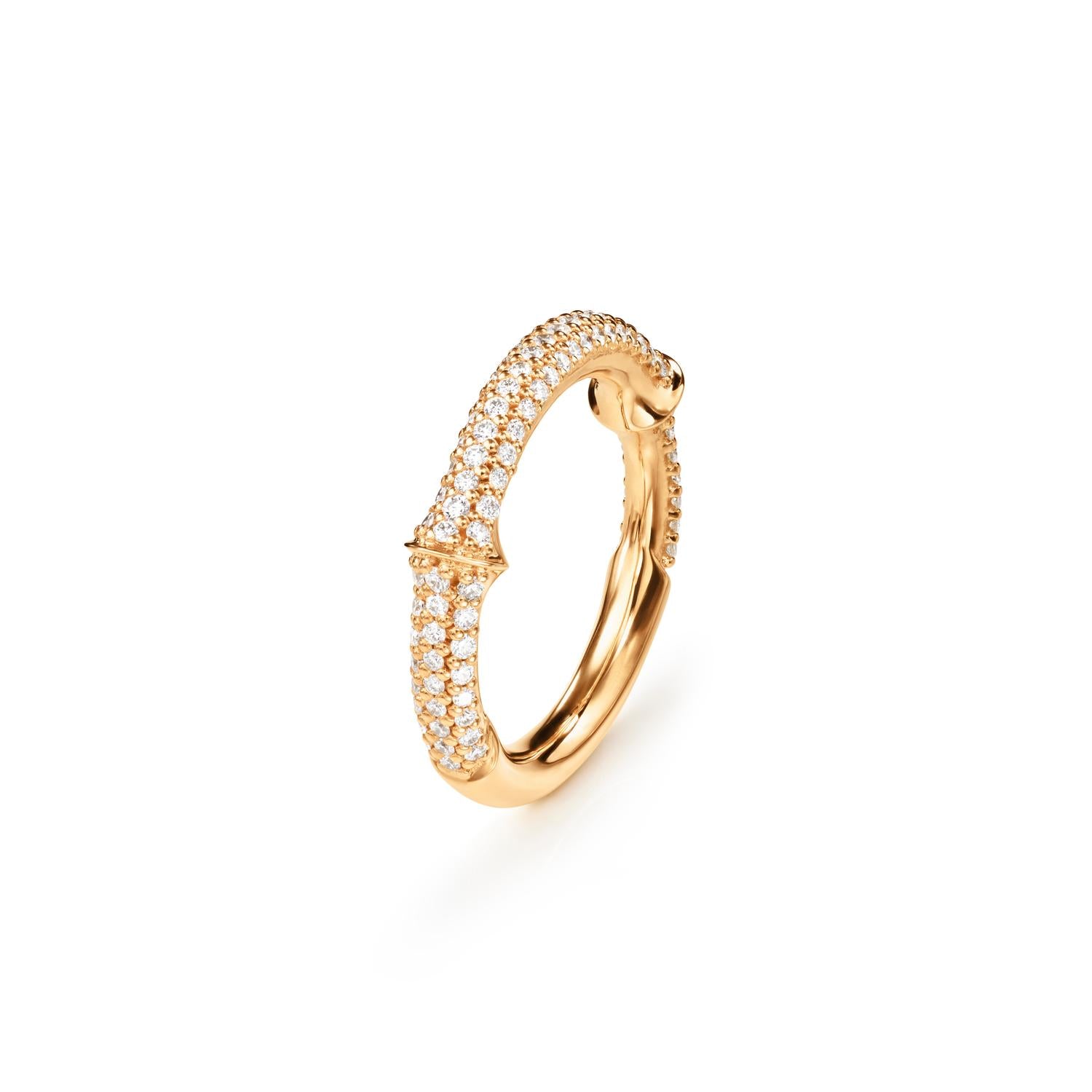 OLE LYNGGAARD COPENHAGEN  Nature halv pavé ring, gull med diamanter 2690-401