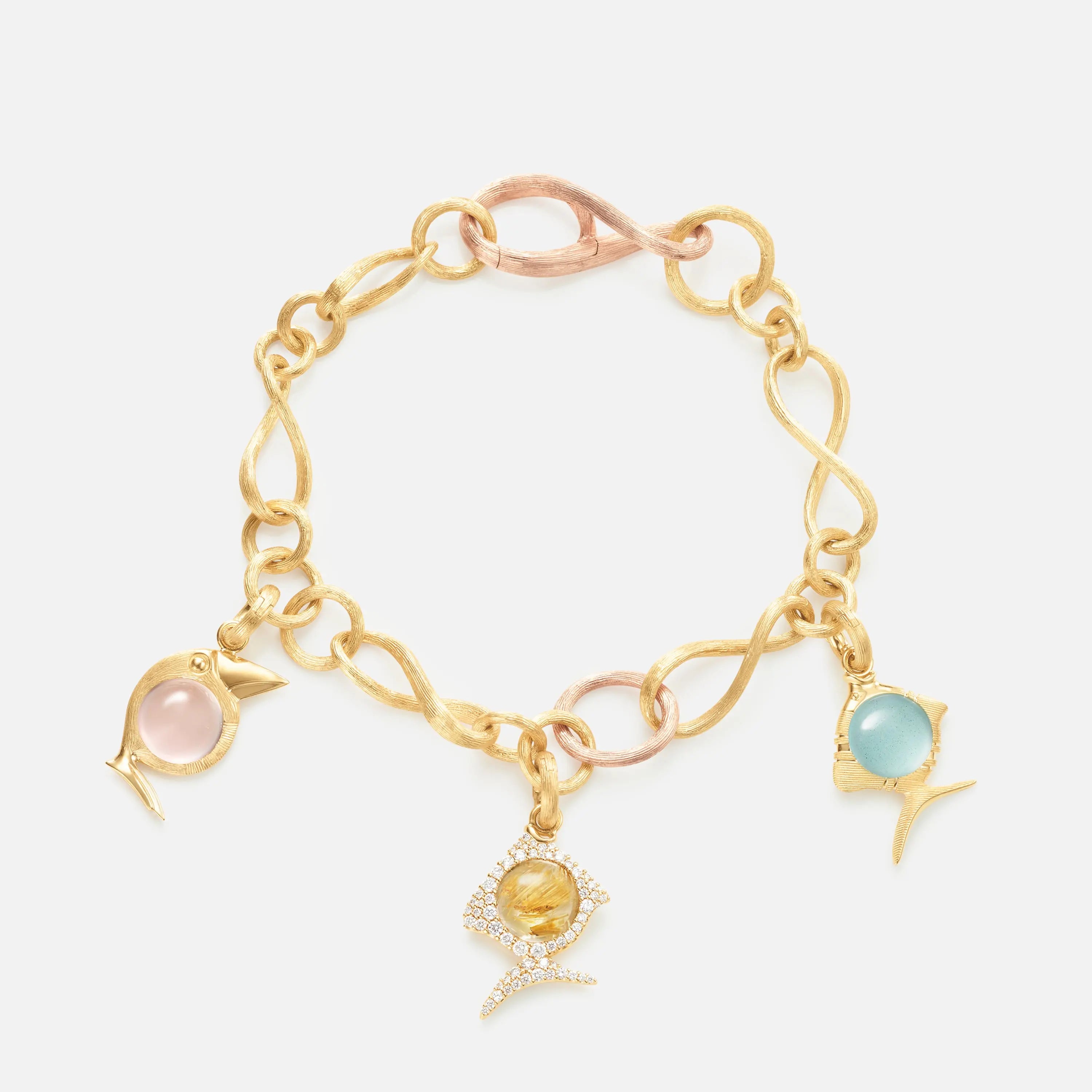 Ole Lyngaard Copenhagen Bird Family charm rosenkvarts, gull 