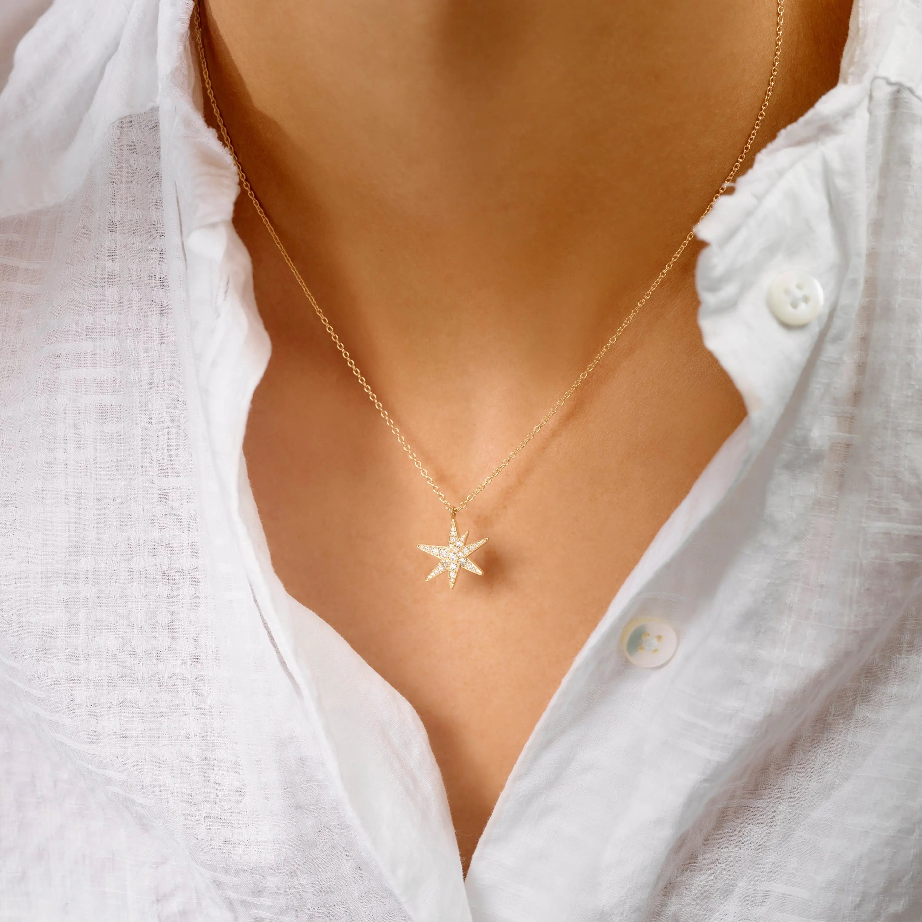 Ole Lyngaard Copenhagen Funky Stars Collier kjede, gull og diamanter