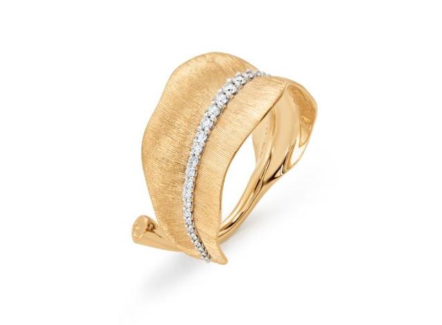 Ole Lyngaard Copenhagen Leaves ring medium, gull og diamanter