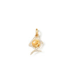 Ole Lyngaard Copenhagen Young Fish charm rutilkvarts og diamanter, gull