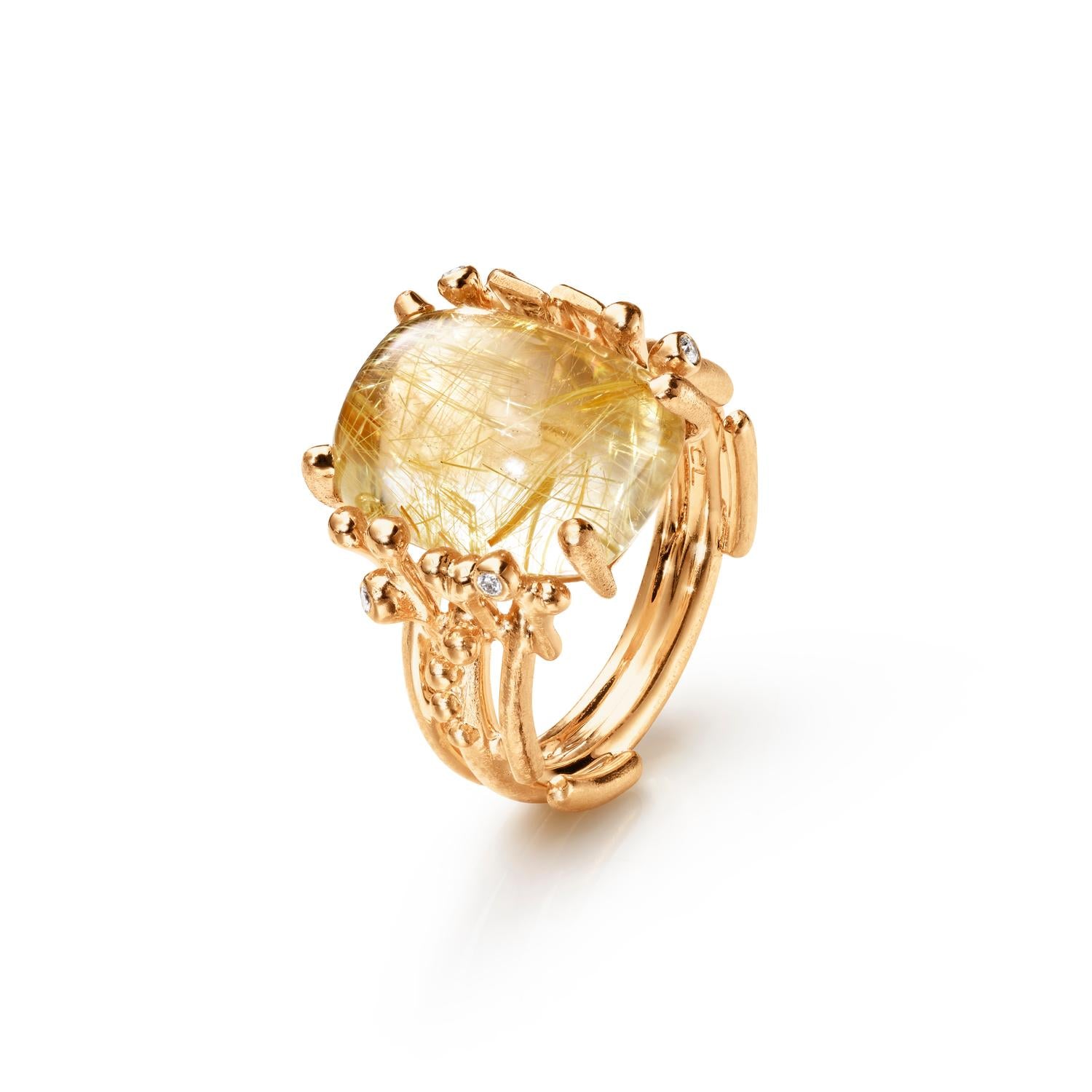 Ole Lynggaard Copenhagen BoHo gull ring medium med rutillkvarts