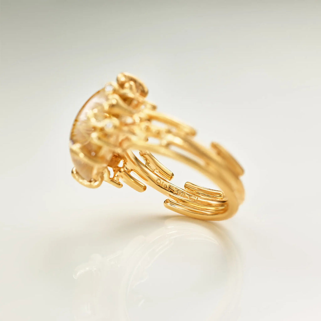 Ole Lynggaard Copenhagen BoHo gull ring medium med rutillkvarts