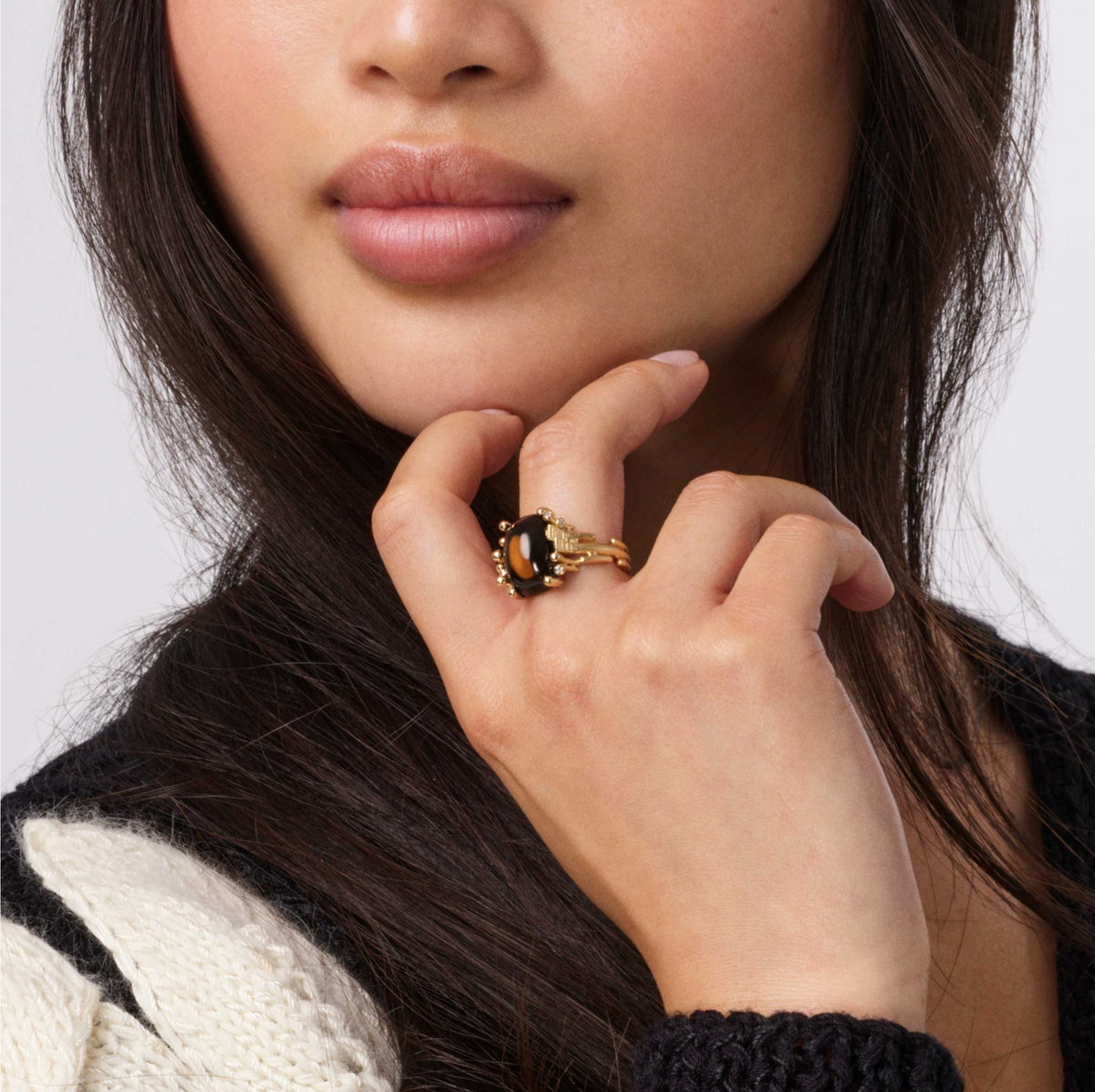 Ole Lynggaard Copenhagen BoHo ring medium, gull med røykkvarts og diamanter