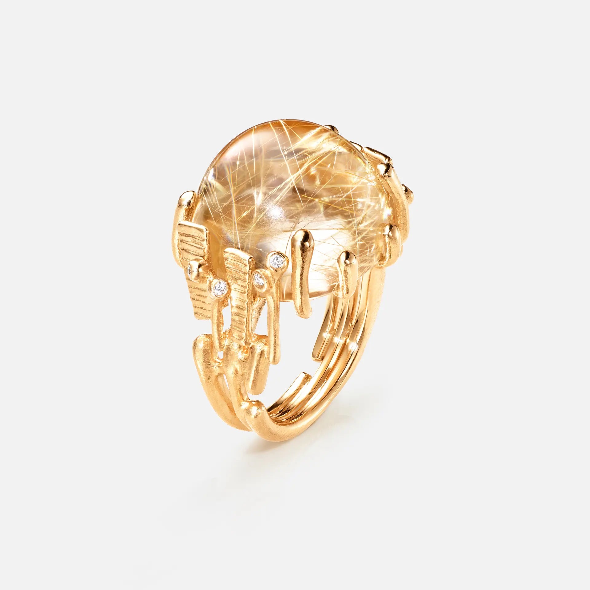 Ole Lynggaard Copenhagen BoHo ring stor, gull med rutillkvarts