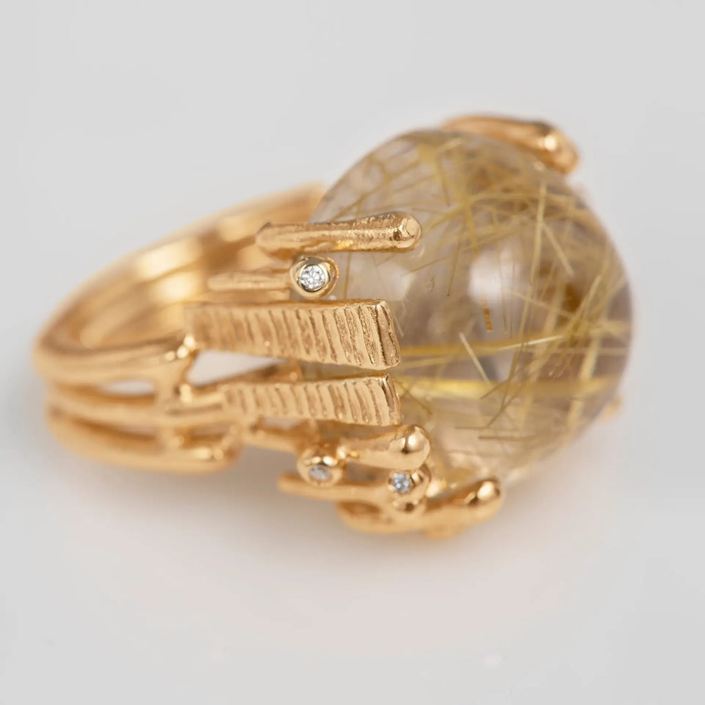 Ole Lynggaard Copenhagen BoHo ring stor, gull med rutillkvarts