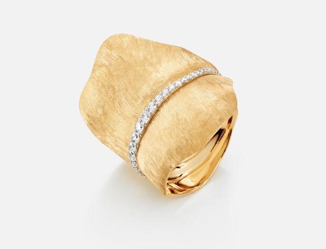 Ole Lynggaard Copenhagen Leaves Ring Large, gull og diamanter