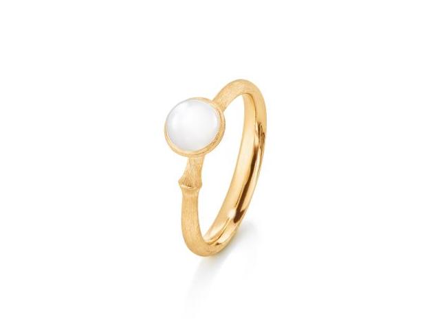 Ole Lynggaard Copenhagen Lotus ring 0 med hvit månesten, gull
