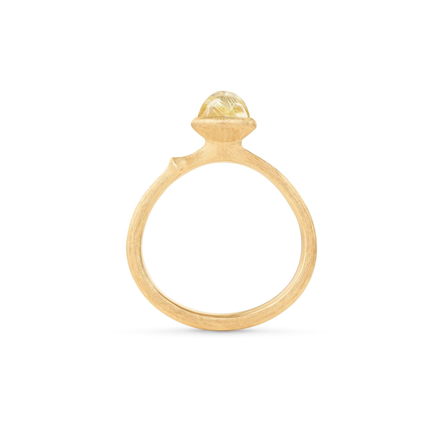 Ole Lynggaard Copenhagen Lotus ring 0 med rutilkvarts, gull