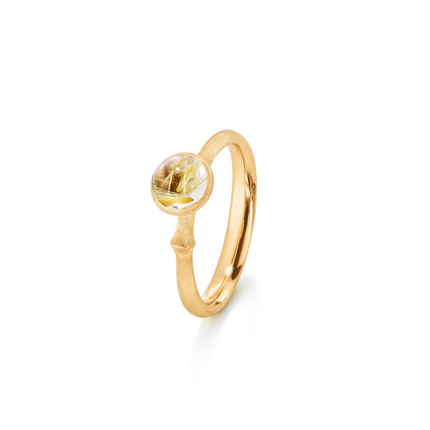 Ole Lynggaard Copenhagen Lotus ring 0 med rutilkvarts, gull
