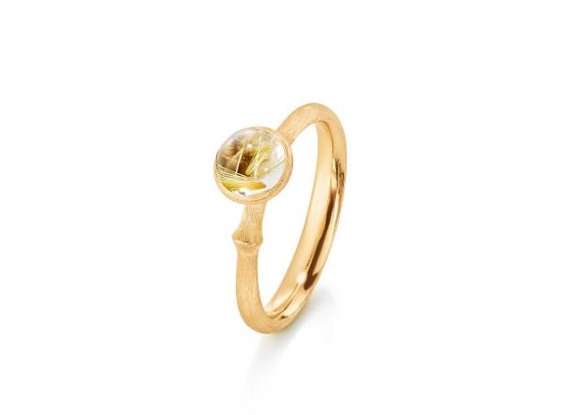 Ole Lynggaard Copenhagen Lotus ring 0 med rutilkvarts, gull