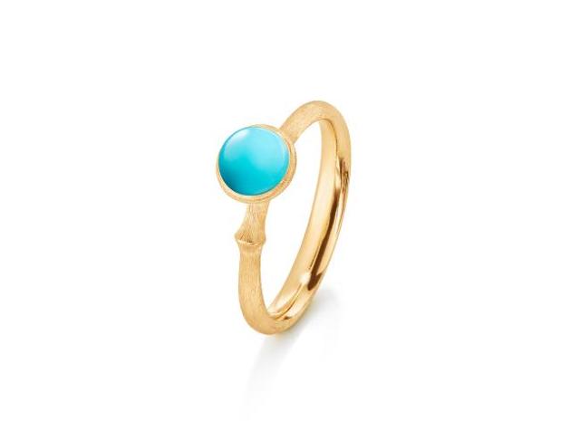 Ole Lynggaard Copenhagen Lotus ring 0 med turkis, gull