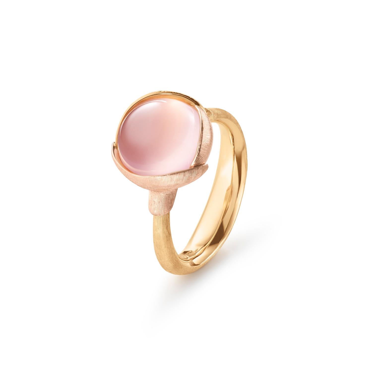 Ole Lynggaard Copenhagen Lotus ring 2 med rosenkvarts, gull