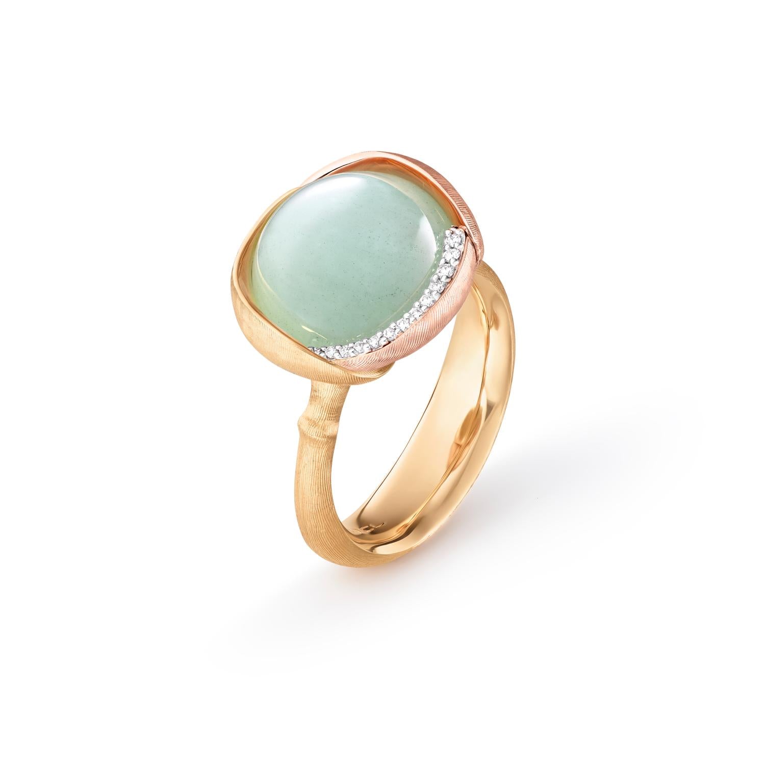 Ole Lynggaard Copenhagen Lotus ring 3 med akvamarin, gull og diamanter