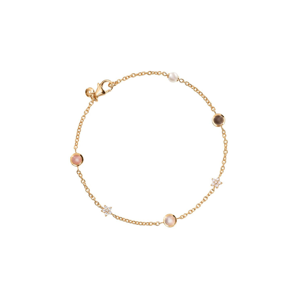 Ole Lynggaard Copenhagen Shooting Stars armbånd med blush og grå månesten, hvit ferskvannsperle og diamanter