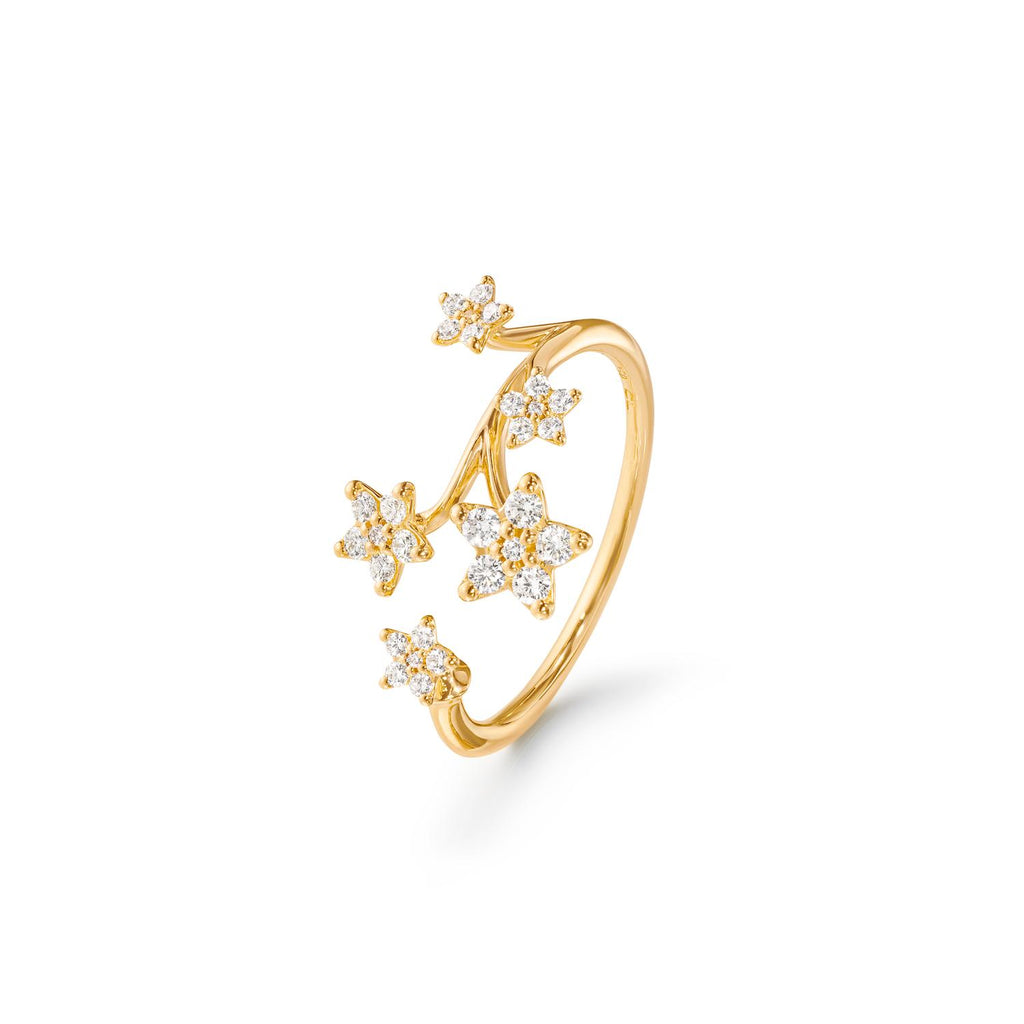 Ole Lynggaard Copenhagen Shooting Stars ring med stjerner, gull og diamanter