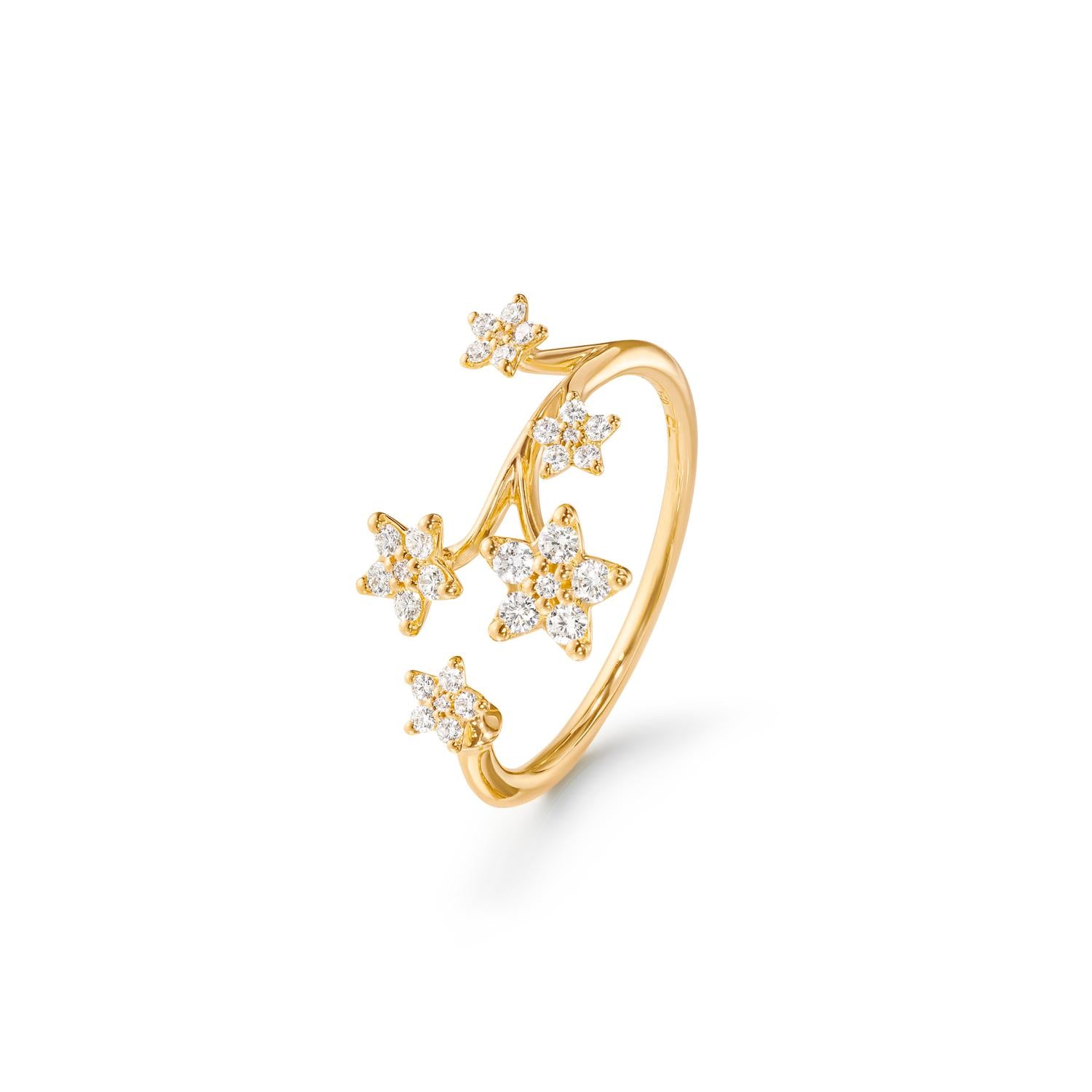 Ole Lynggaard Copenhagen Shooting Stars ring med stjerner, gull og diamanter
