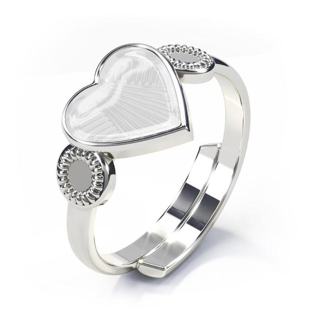 Ring med hvitt hjerte, sølv