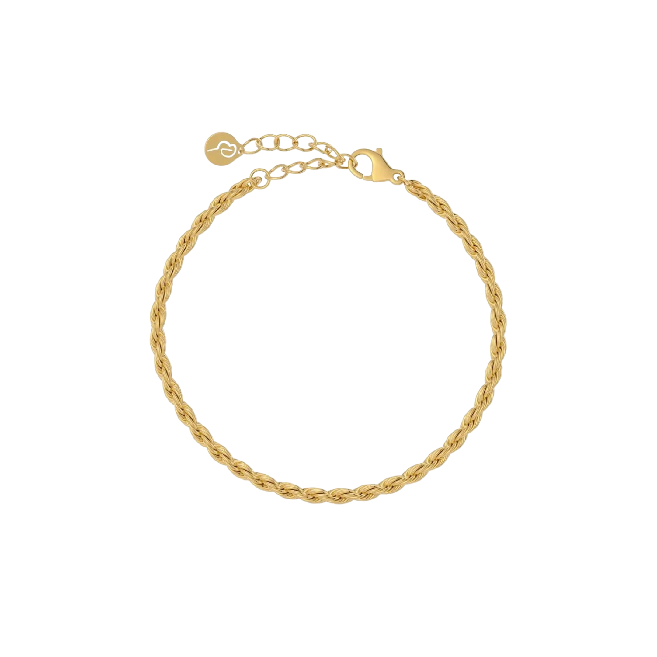 Rope Chain armbånd, stål forgylt