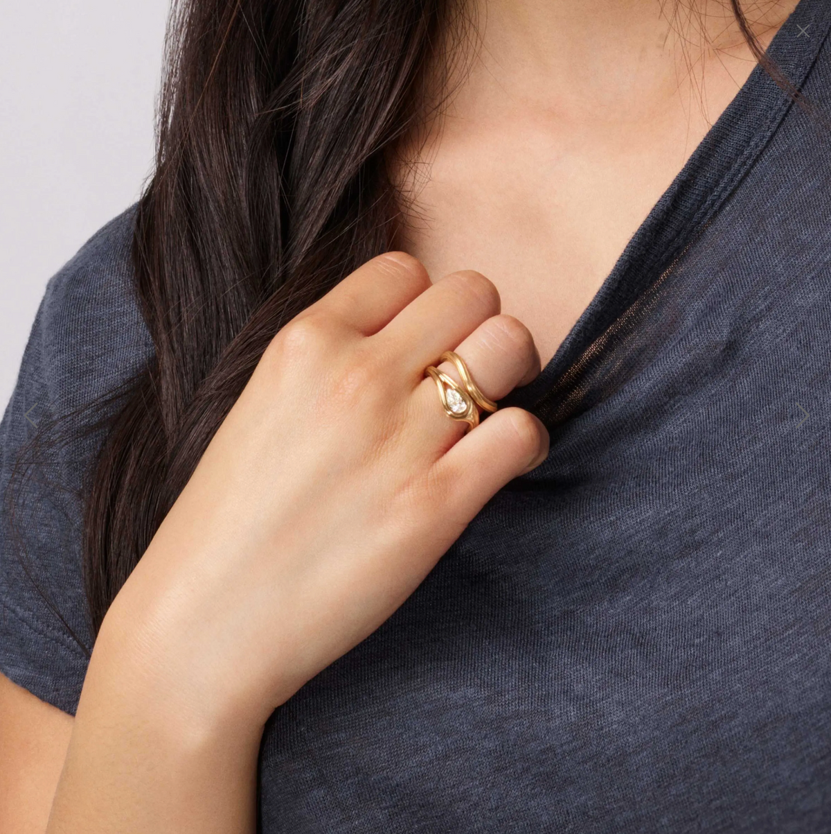Ocean Drops solitaire ring 0,50 ct, gull